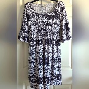 Beige by eci Black and White Patterned Dress